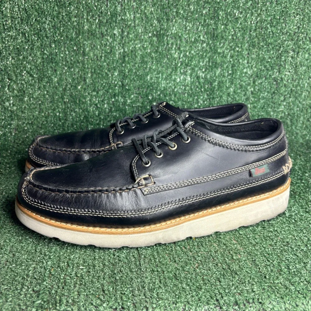 GH Bass Mocs Originals Clayton Lace Up Leather Boat Shoes Black Mens Size 13 D